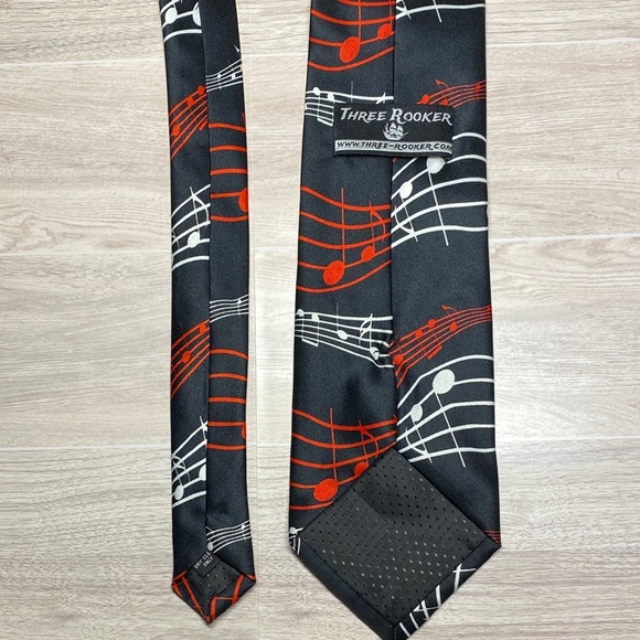 Three Rooker 2017 Black and Red Musical Note Tie - Picture 12 of 16